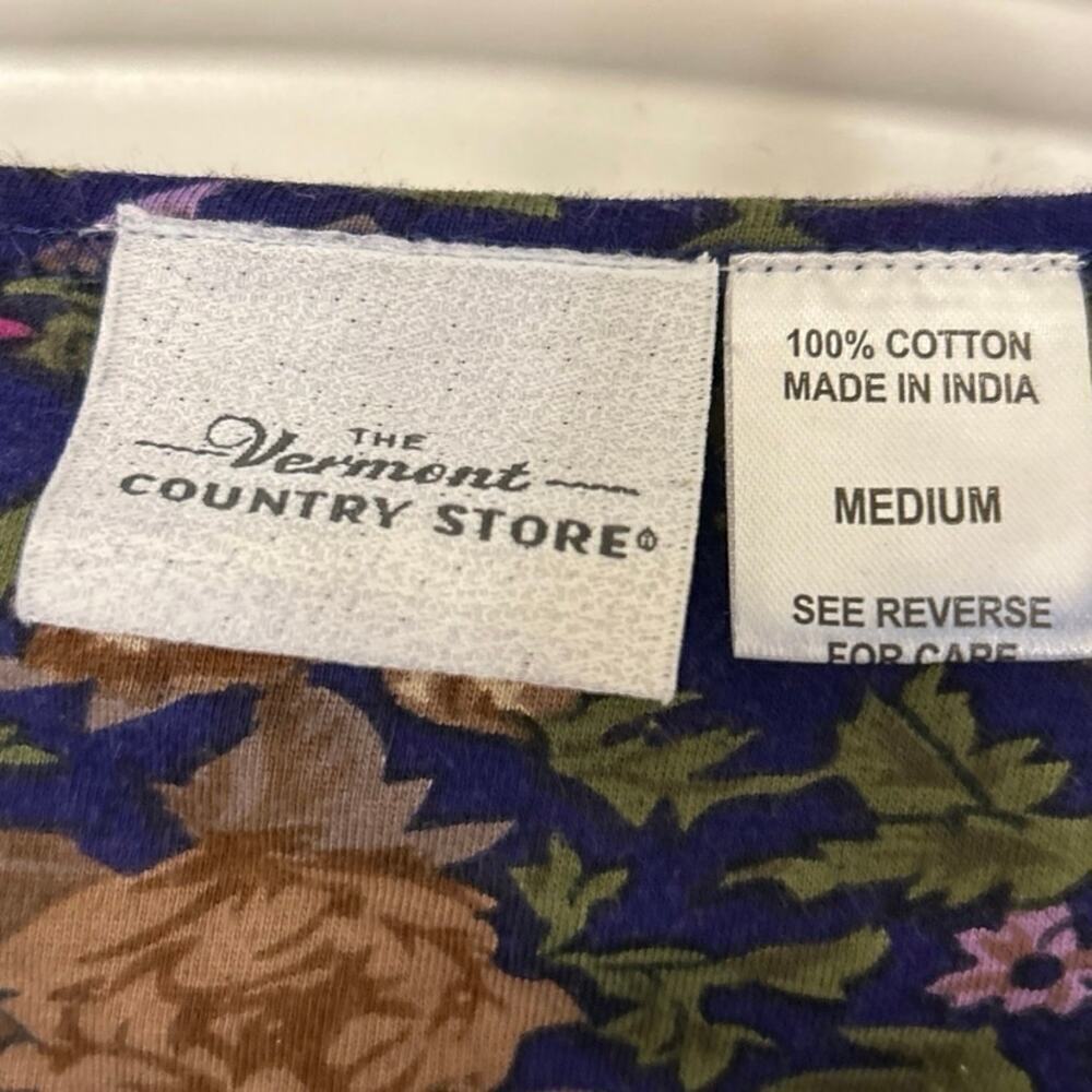 Vermont Country Store Cotton Floral Midi Dress Country Cottage M Fall Farmhouse - Picture 7 of 8